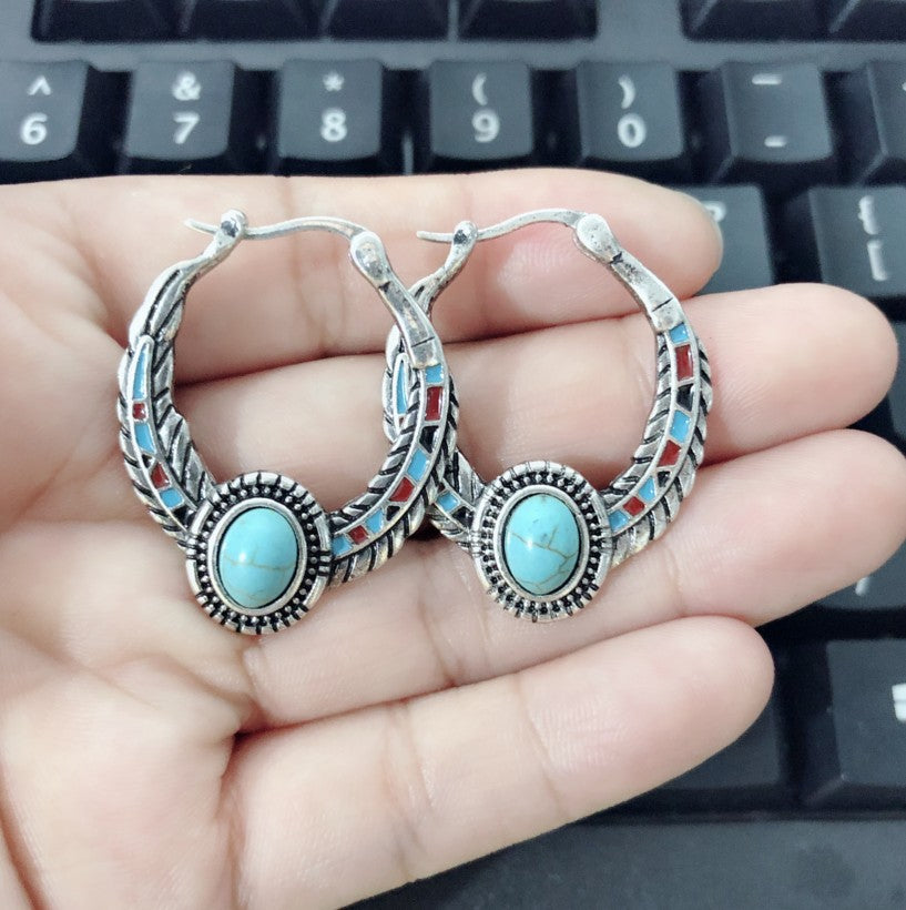 Aleación al por mayor Connería de tortugas con incrustaciones occidentales de plumas de águila